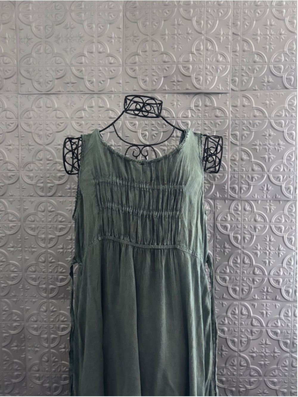90s vintage Maxi Bohemian Smocked Dress Corset Peasant Embroidered Cottagecore - Picture 10 of 11